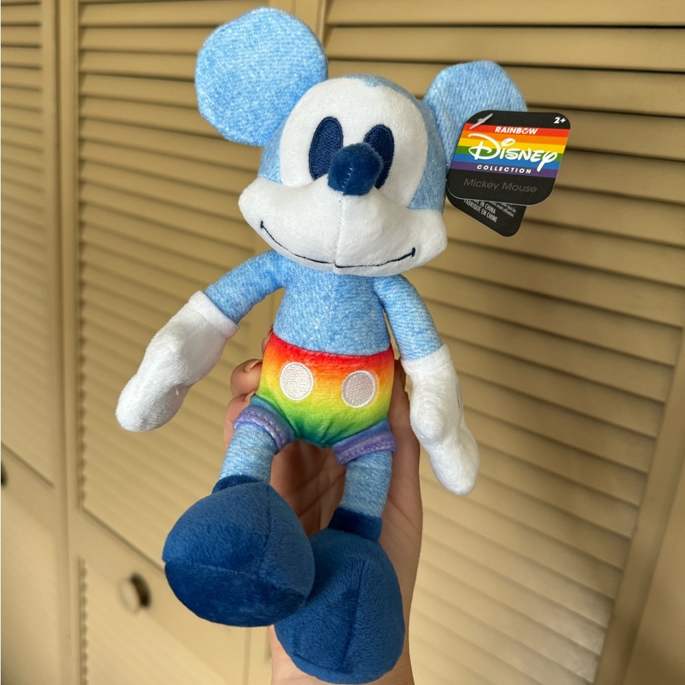NWT Mickey Mouse Plush Toy With Rainbow Shorts - Disney Pride Collection